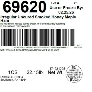 Irregular Uncured Smoked Honey Maple Ham