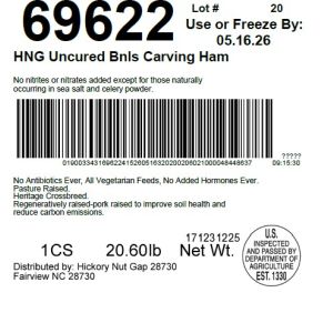 HNG Uncured Bnls Carving Ham