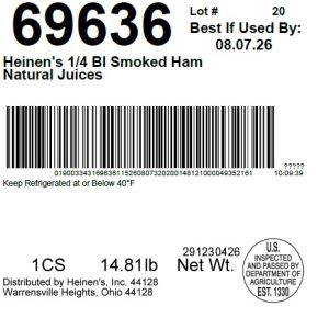 Heinen's 1/4 BI Smoked Ham Natural Juices