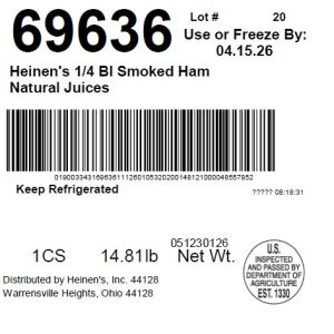 Heinen's 1/4 BI Smoked Ham Natural Juices