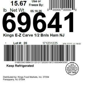 Kings E-Z Carve 1/2 Bnls Ham NJ