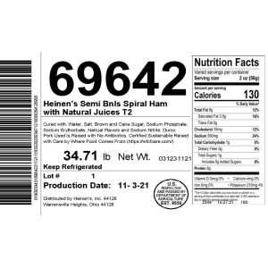 Heinen's Semi Bnls Spiral Ham with Natural Juices T2