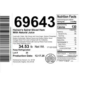 Heinen's Spiral Sliced Ham With Natural Juice