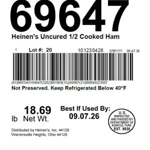 Heinen's Uncured 1/2 Cooked Ham