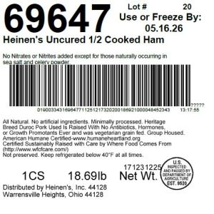 Heinen's Uncured 1/2 Cooked Ham