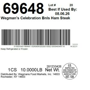 Wegman's Celebration Bnls Ham Steak