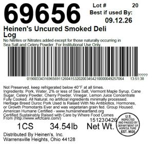 Heinen's Uncured Smoked Deli Log