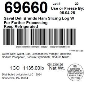 Saval Deli Brands Ham Slicing Log WA For Further Processing