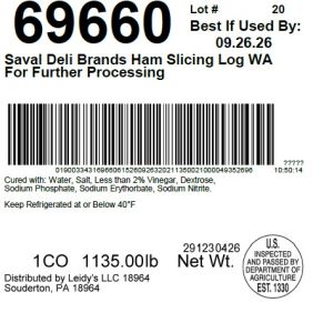 Saval Deli Brands Ham Slicing Log WA For Further Processing