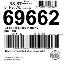 1/2 Spiral Sliced Ham NJ (No Foil)