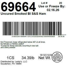 Uncured Smoked BI S&S Ham