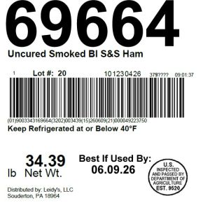 Uncured Smoked BI S&S Ham