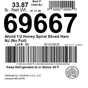 Ahold 1/2 Honey Spiral Sliced Ham NJ (No Foil)