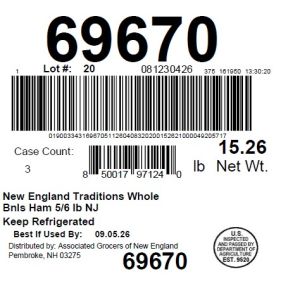 New England Traditions Whole Bnls Ham 5/6 lb NJ