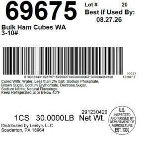 Bulk Ham Cubes WA 3-10#