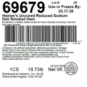 Heinen's Uncured Reduced Sodium Deli Smoked Ham