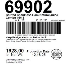 Stuffed Shankless Ham Natural Juice Combo 16/18