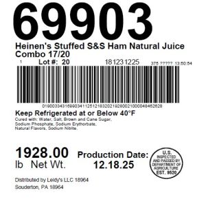 Heinen's Stuffed S&S Ham Natural Juice Combo 17/20