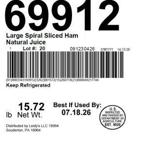 Large Spiral Sliced Ham Natural Juice