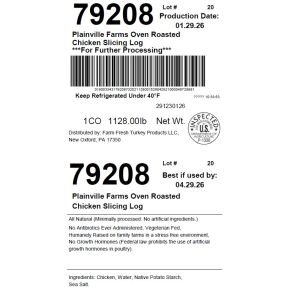 Plainville Farms Oven Roasted Chicken Slicing Log