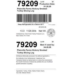 Plainville Farms Hickory Smoked Turkey Slicing Log