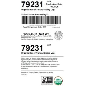 Organic Honey Turkey Slicing Log