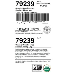 Organic Oven Roasted Chicken Slicing Log