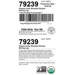 Organic Oven Roasted Chicken Slicing Log