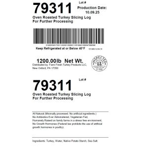 Oven Roasted Turkey Slicing Log For Further Processing