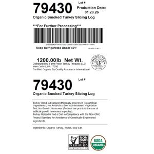 Organic Smoked Turkey Slicing Log