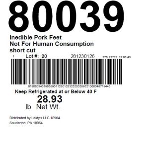 Inedible Pork Feet Not For Human Consumption