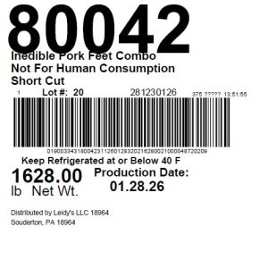Inedible Pork Feet Combo Not For Human Consumption
