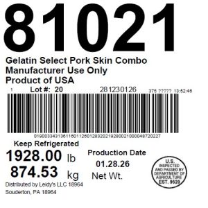 Gelatin Select Pork Skin Combo Manufacturer Use Only