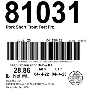 Pork Short Front Feet Frz