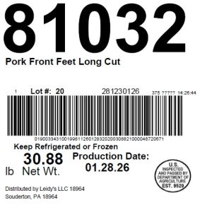Pork Front Feet Long Cut
