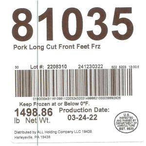 Pork Long Cut Front Feet Frz