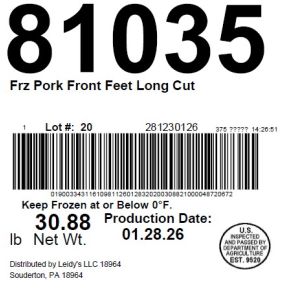 Frz Pork Front Feet Long Cut