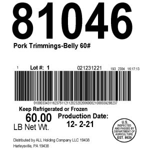 Pork Trimmings-Belly 60#