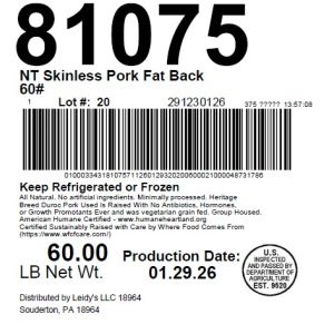 NT Skinless Pork Fat Back 60#
