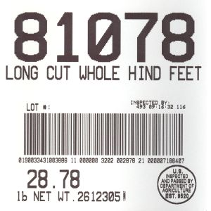 Long Cut Whole Hind Feet