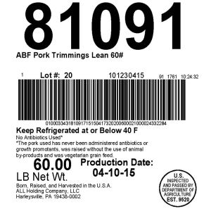 ABF Pork Trimmings Lean 60# T2