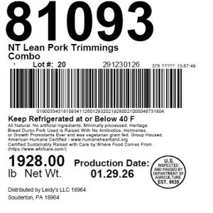 NT Lean Pork Trimmings Combo