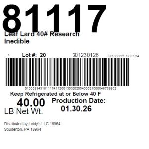 Leaf Lard 40# Research Inedible