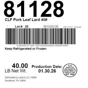 CLF Pork Leaf Lard 40#