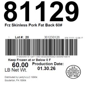 Frz Skinless Pork Fat Back 60#