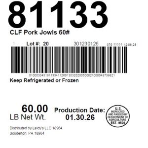 CLF Pork Jowls 60#
