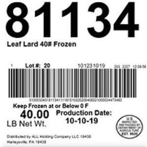 Leaf Lard 40# Frozen