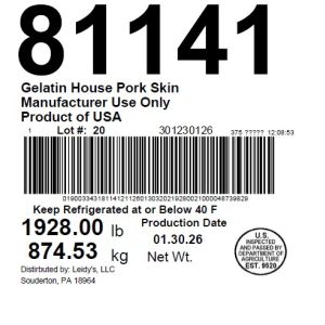 Gelatin House Pork Skin Manufacturer Use Only
