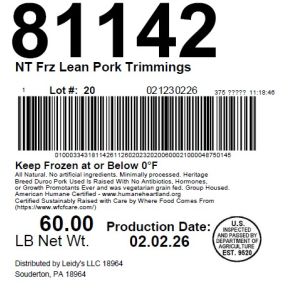 NT Frz Lean Pork Trimmings