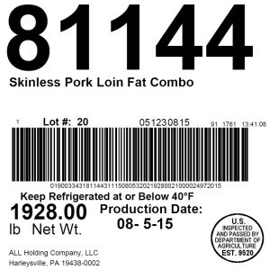 Skinless Pork Loin Fat Combo